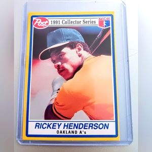 Rickey Henderson 1991 Post Collector Series Baseball Card Oakland Athletics #27